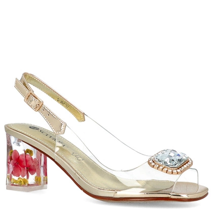 Silikonowe sandały na modnym obcasie - SCAVIOLA S-352 ZŁOTE