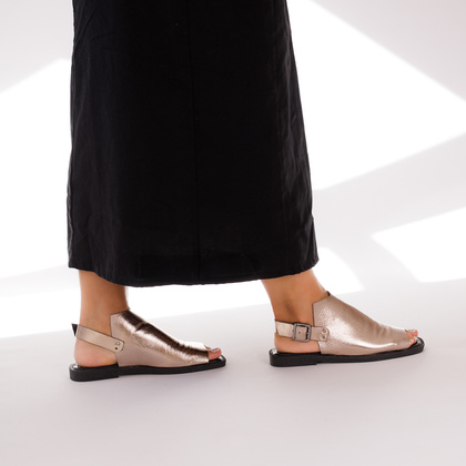 Zabudowane sandałki ze skóry - BOCCATO 500 2230 METALICZNE