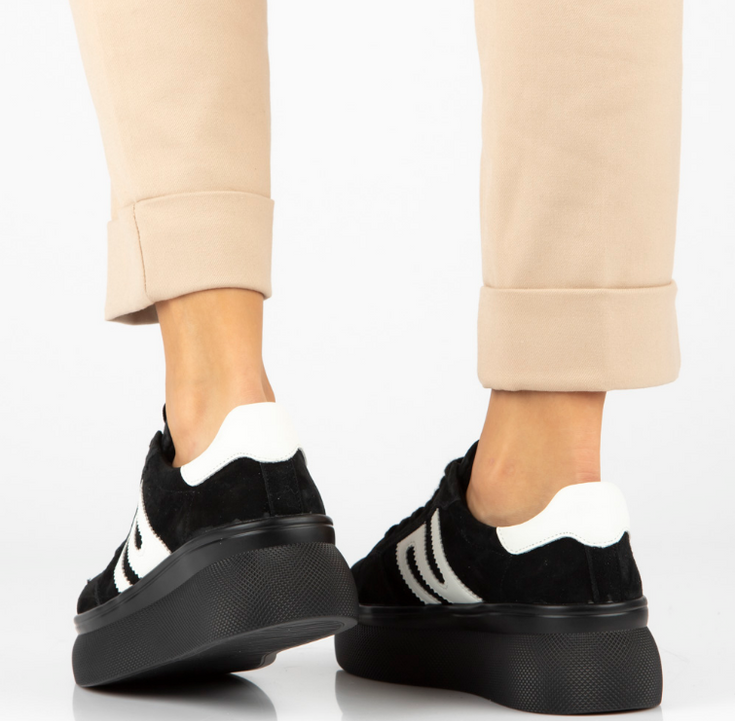 Skórzane sneakersy damskie - FILIPPO DP7175/25 CZARNE