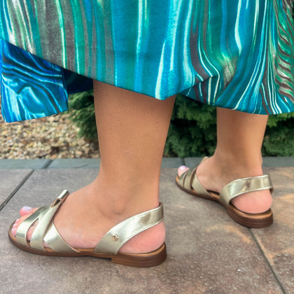 Płaskie sandały skórzane - LEMAR 40185 ZŁOTE