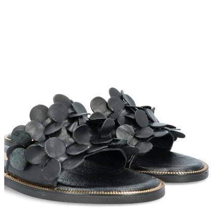 Klasyczne klapki ze skóry - LEMAR 40381 CZARNE