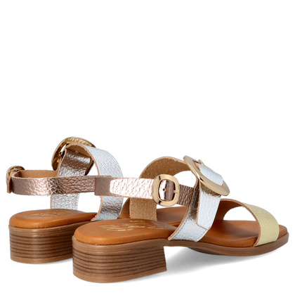 Eleganckie sandały ze skóry - OH! MY SANDALS 5609 ZŁOTO SREBRNE