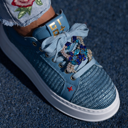 Sneakersy damskie premium - GIO+ PIA350B NIEBIESKIE