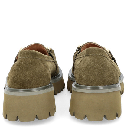 Zamszowe półbuty z klamrą - FILIPPO DP4916/23 KHAKI