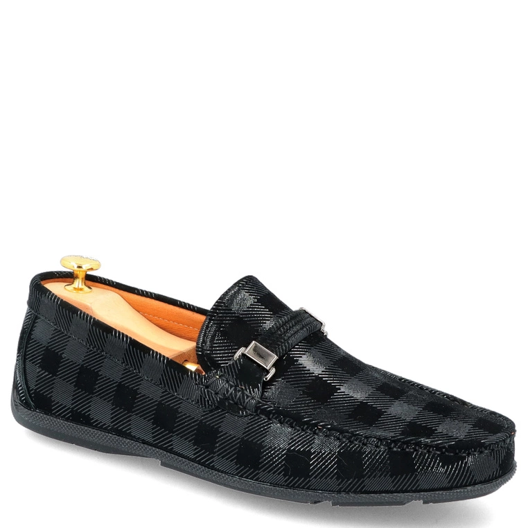 Eleganckie mokasyny męskie - JOHN DOUBARE 628A-3-H04X CZARNE