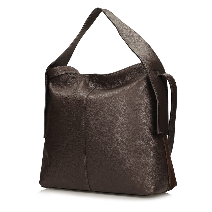 Zamszowa torebka damska - TOSCANIO G39 CIEMNY BRĄZ