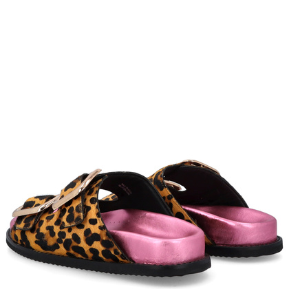 Skórzane klapki damskie - GIOSEPPO 75453 PANTERKA