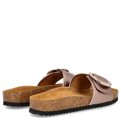 Skórzane klapki na korku - CAPRICE 9-27401-44 ZŁOTE