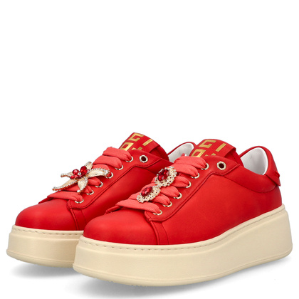 Sneakersy skórzane premium - GIO+ PIA300B CZERWONE