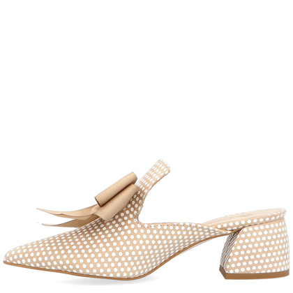 Klapki z kokardą w groszki - TYMOTEO UTTI BEŻOWE