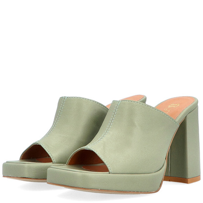 Designerskie klapki na słupku - TYMOTEO U1006 OLIWKOWE