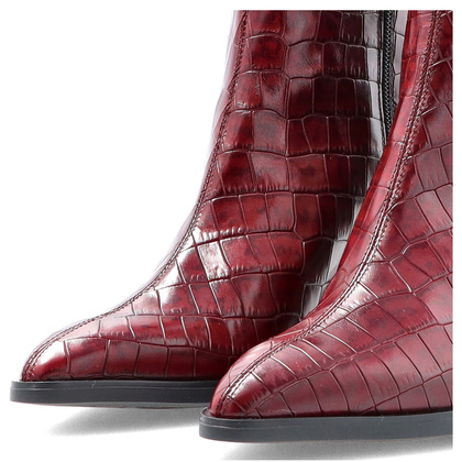 Skórzane botki z motywem zwierzęcym - WONDERS M-5430 BORDOWE