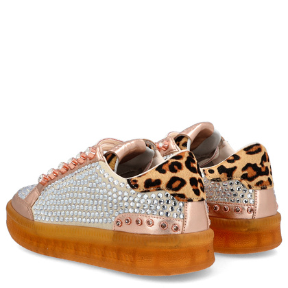 Błyszczące sneakersy damskie - EKP 3929K RÓŻOWE