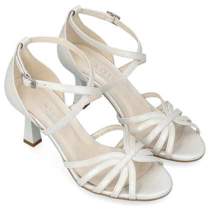Skórzane sandałki do tańca - KOTYL 4370 ECRU PERŁOWE