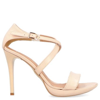 Sandały na szpilce - TYMOTEO PALME BEŻOWE