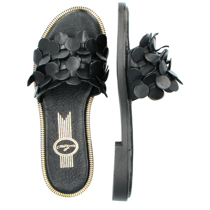 Klasyczne klapki ze skóry - LEMAR 40381 CZARNE