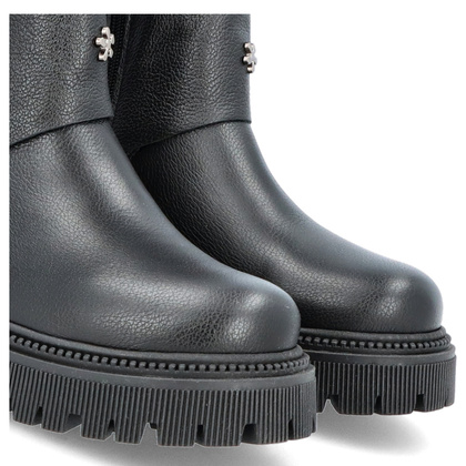 Skórzane botki z wywijaną cholewką - TYMOTEO G1068 CZARNE