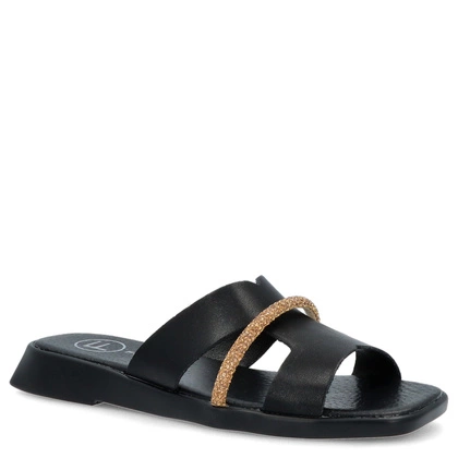 Płaskie klapki ze skóry - FILIPPO DK6878/25 CZARNE