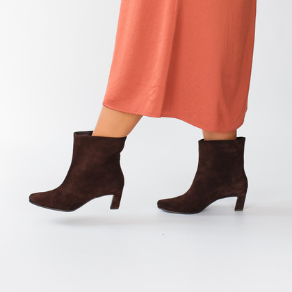 Skórzane botki na obcasie - TYMOTEO G1076 CZEKOLADOWE