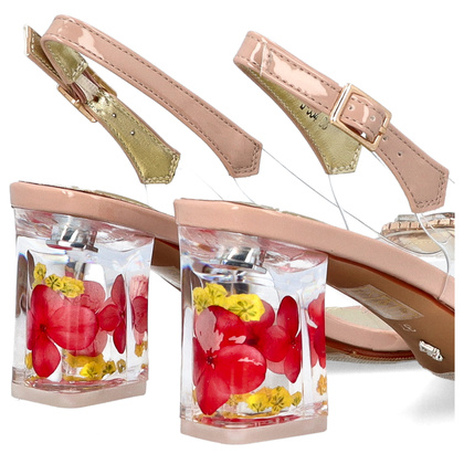 Silikonowe sandały na modnym obcasie - SCAVIOLA S-354 BEŻOWE