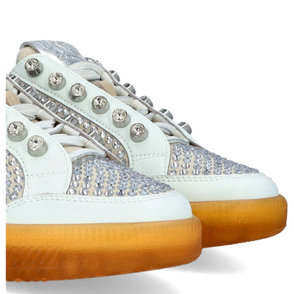 Błyszczące sneakersy damskie - EKP 3929K BIAŁE