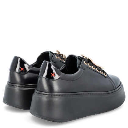 Sneakersy skórzane z ozdobami - CHEBELLO 4292 CZARNE