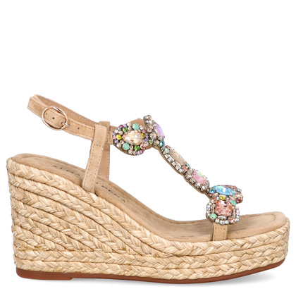 Hiszpańskie sandały na koturnie - ALMA EN PENA V251270 BEŻOWE