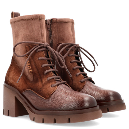 Sznurowane botki na obcasie - HISPANITAS HI254281 CZEKOLADOWE