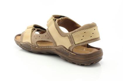 Męskie skórzane sandały - KENT 295 BRĄZOWE