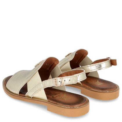 Płaskie sandały ze skóry - LEMAR 40385 ZŁOTE