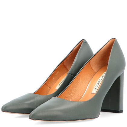 Czółenka na designerskim slupku - BRAVO MODA 0130 KHAKI