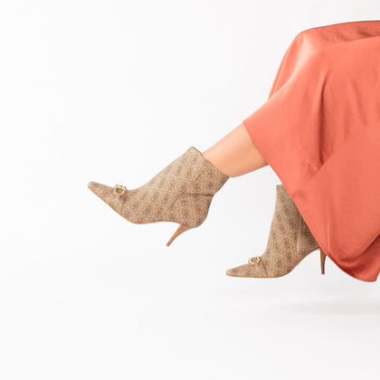 Botki na szpilce premium - GUESS SILENE2 FL8SILLEA10 BEŻOWE