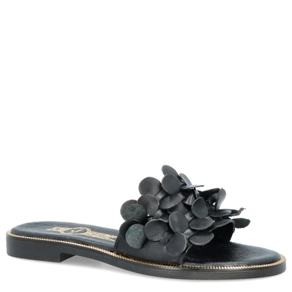 Klasyczne klapki ze skóry - LEMAR 40381 CZARNE