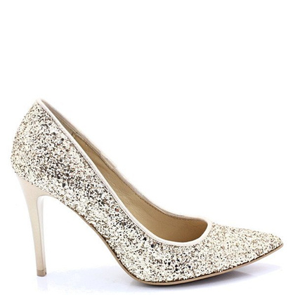 Brokatowe szpilki TYMOTEO LARI ZŁOTE