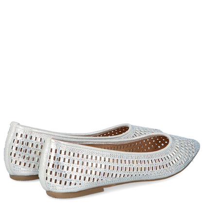 Błyszczące balerinki ślubne - MENBUR 20742 SREBRNE