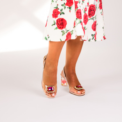 Silikonowe sandały na modnym obcasie - SCAVIOLA S-354 BEŻOWE