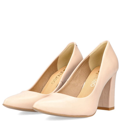 Czółenka ślubne ze skóry - TYMOTEO LAND BEŻOWE