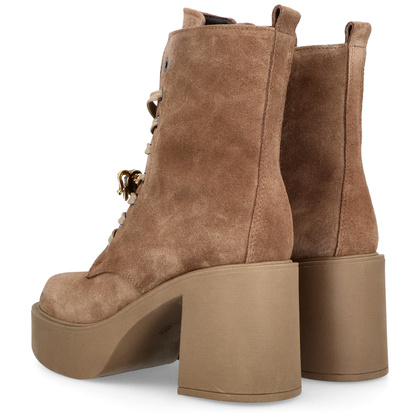 Sznurowane botki ze skóry - KARINO 5323 BRĄZOWE