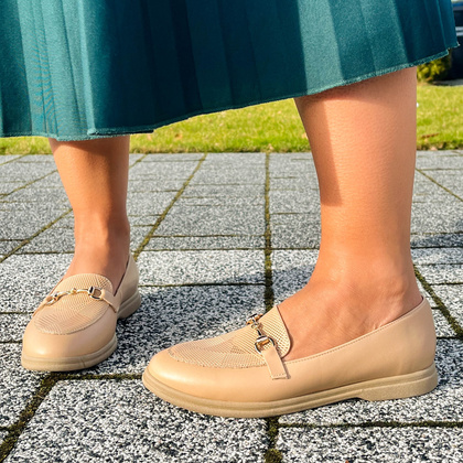 Miękkie mokasyny ze skóry - TYMOTEO P1021 BEŻOWE