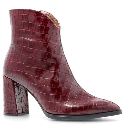 Skórzane botki z motywem zwierzęcym - WONDERS M-5430 BORDOWE