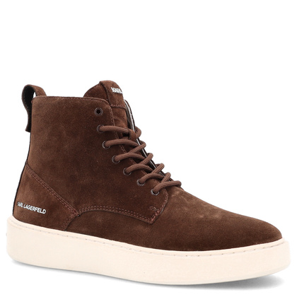 Trampki męskie za kostkę - KARL LAGERFELD FLINT KL53352A BRĄZOWE