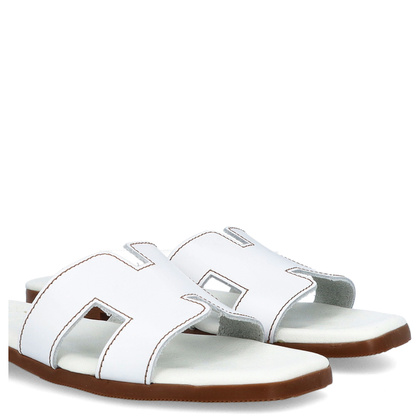 Wygodne klapki ze skóry - OH! MY SANDALS 5566 BIAŁE