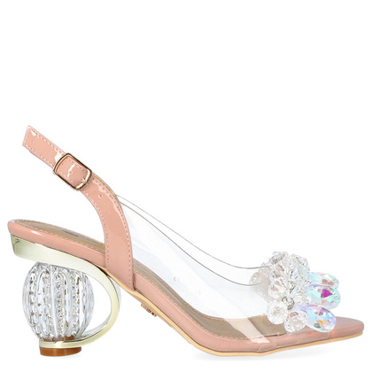 Sandały na modnym obcasie - SCAVIOLA H-06 RÓŻOWE