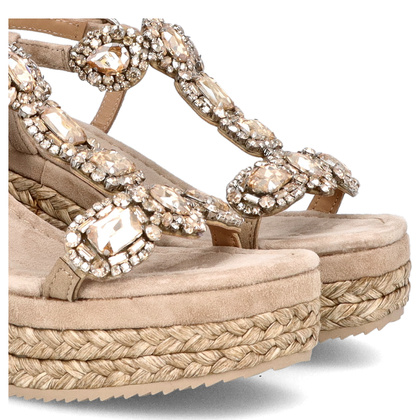 Hiszpańskie sandały na koturnie - ALMA EN PENA V251350 BEŻOWE