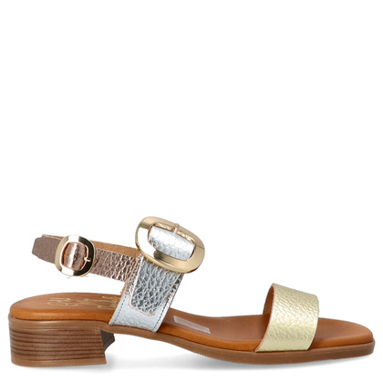 Eleganckie sandały ze skóry - OH! MY SANDALS 5609 ZŁOTO SREBRNE