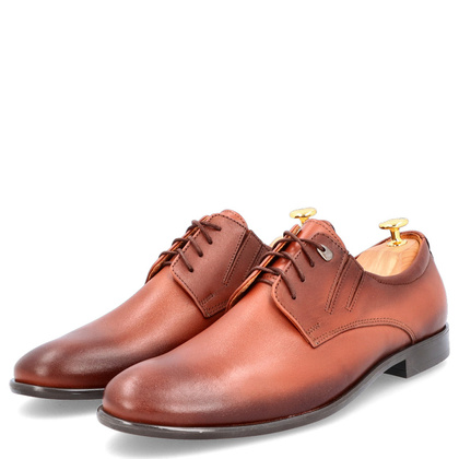 Półbuty skórzane męskie - LEADER 363-606 BRĄZOWE