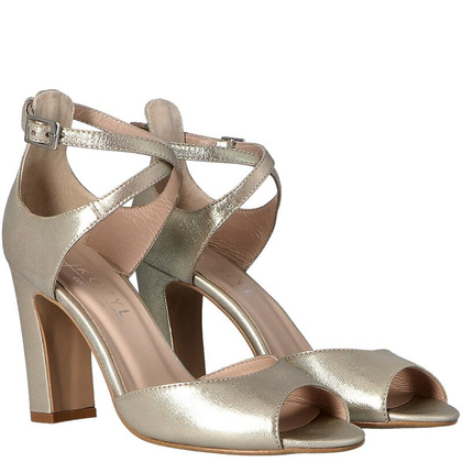 Sandałki na słupku - KOTYL 5915 ZŁOTY EF