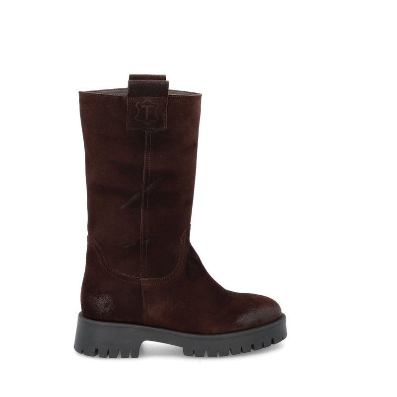 Kozaki ze skóry zamszowej - TYMOTEO G1078 CZEKOLADOWE