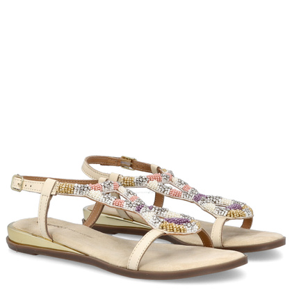 Skórzane płaskie sandałki - GIOSEPPO 74856 BEŻOWE