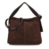 Zamszowa torebka damska - TOSCANIO G39 CIEMNY BRĄZ